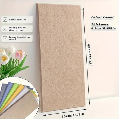 Set of 6 High-Density Acoustic Foam Panels Measuring 12X24X0.4 Inches, Available in Blue, Green, Yellow, Brown, And White. These Self-Adhesive Soundproof Wall Tiles Are Perfect for Enhancing The Decor of Homes, Offices
