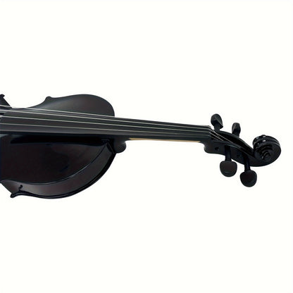 Full Size 4/4 Violin Kit, Black Beginner Violin with Hard Case and Bows