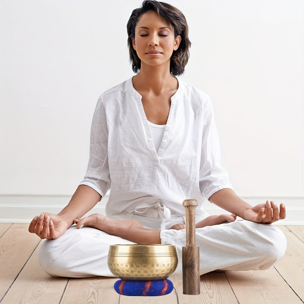 Handcrafted Nepali Singing Bowl Set with Mallet for Yoga and Meditation