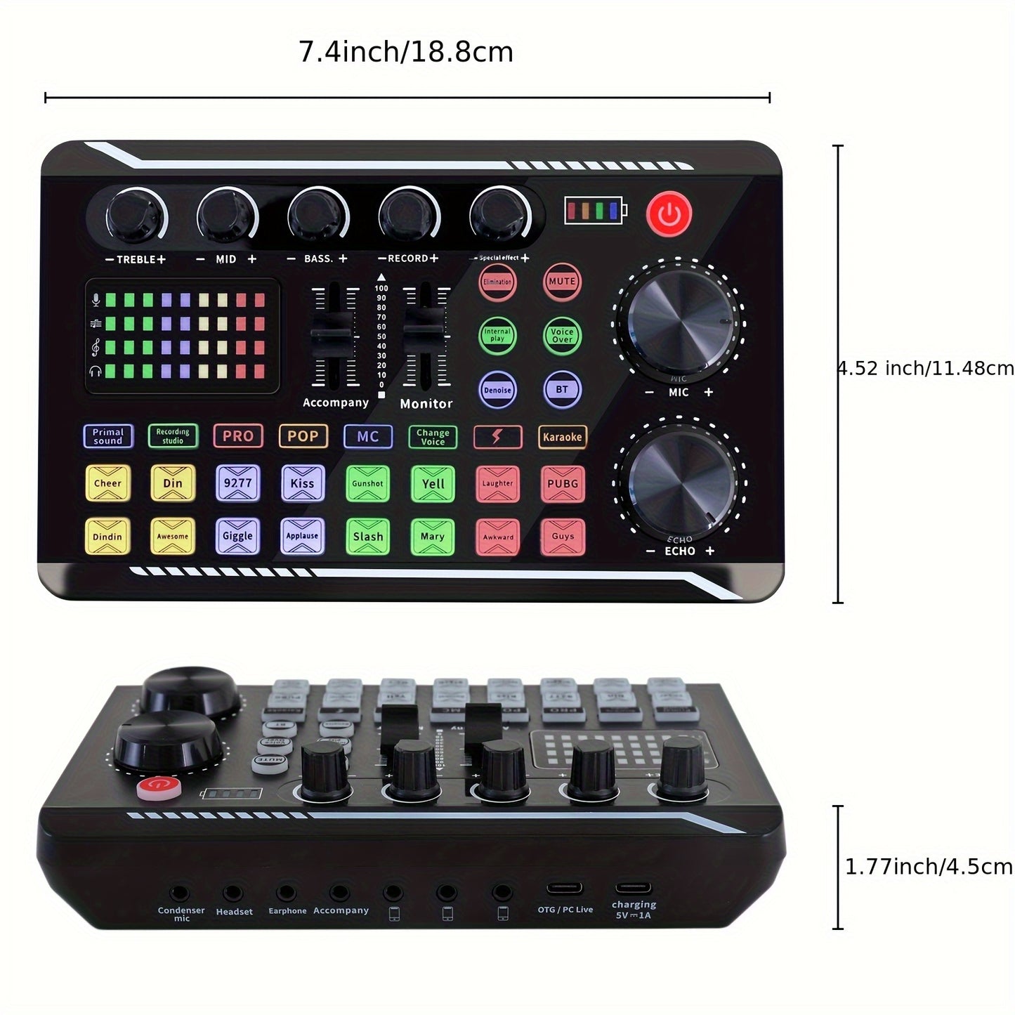 Podcast Equipment Bundle, Live Sound Card with Dj Mixer Effects & Voice Changer, F998 Live Sound Card Audio Mixer with Studio Condenser Microphone, Perfect for Live Streaming, Podcasting, Gaming & DJ.
