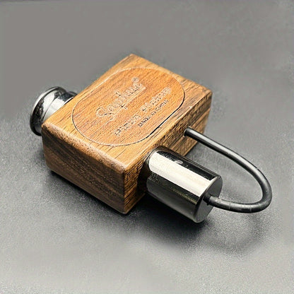 SAPHUE S2 Clip-On Pickup Transducer Designed for Acoustic, Classical Guitars, Ukuleles, Kalimbas, And Mandolins - Features a Handcrafted Wooden Case with a 6.35Mm Jack, Deep Brown Color, No Battery Needed, And a Portable Guitar System