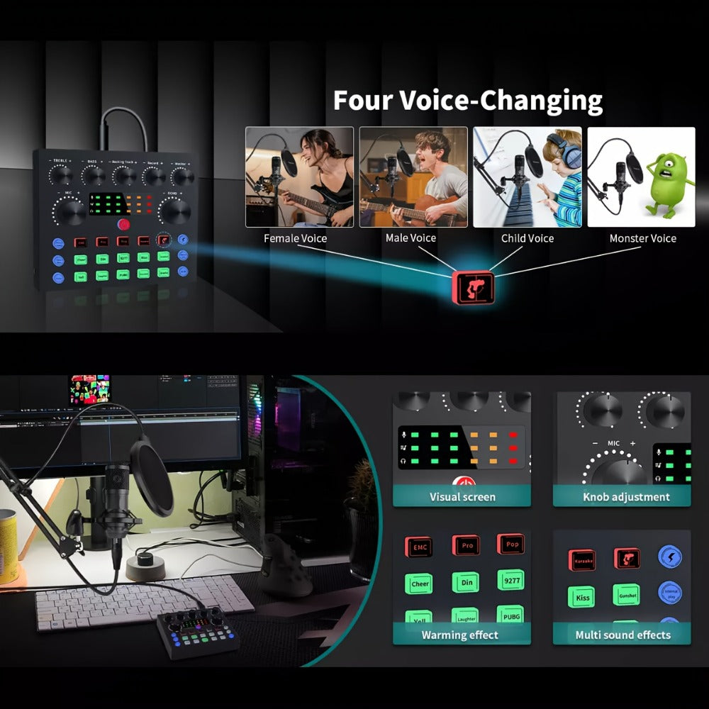 USB Audio Interface, Complete, Podcast, Equipment for Recording and Streaming