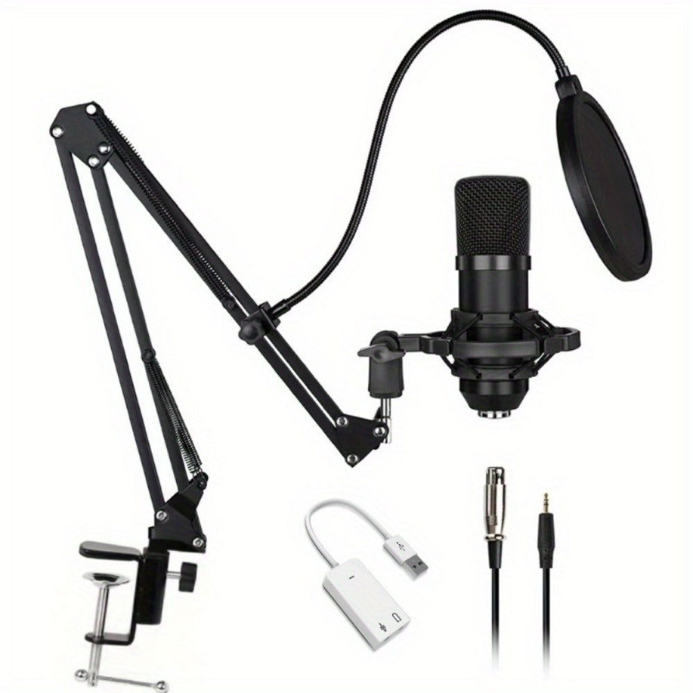 USB Audio Interface, 5Mm, USB, Adjustable, Condenser, Microphone for Recording
