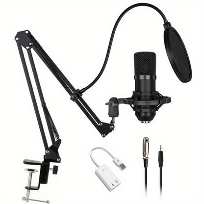 USB Audio Interface, 5Mm, USB, Adjustable, Condenser, Microphone for Recording