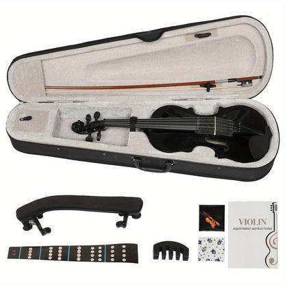 Full Size 4/ 4 Violin Set for Adults Beginners Students with Hard Case, Violin Bow, Shoulder Rest, Extra Strings and Sordine