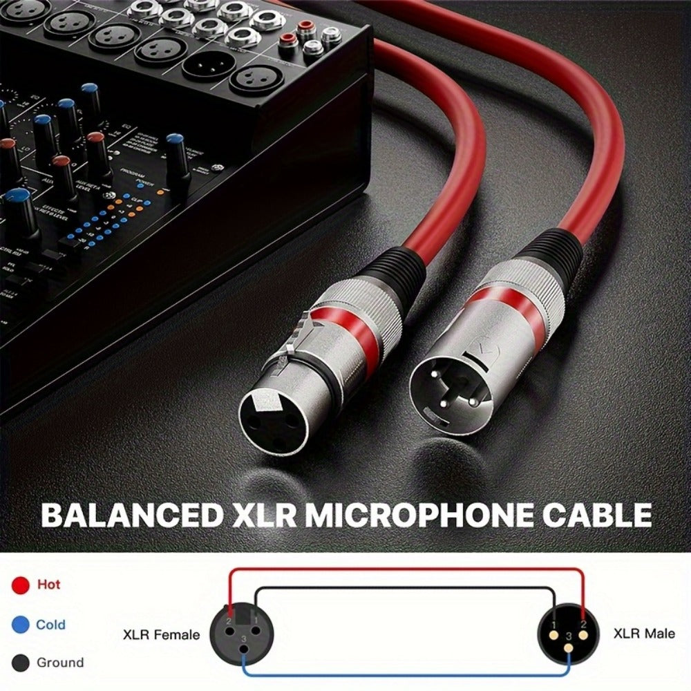 2-Pack 5-Meter XLR Microphone Cables, 3-Pin Male to Female Audio Cords