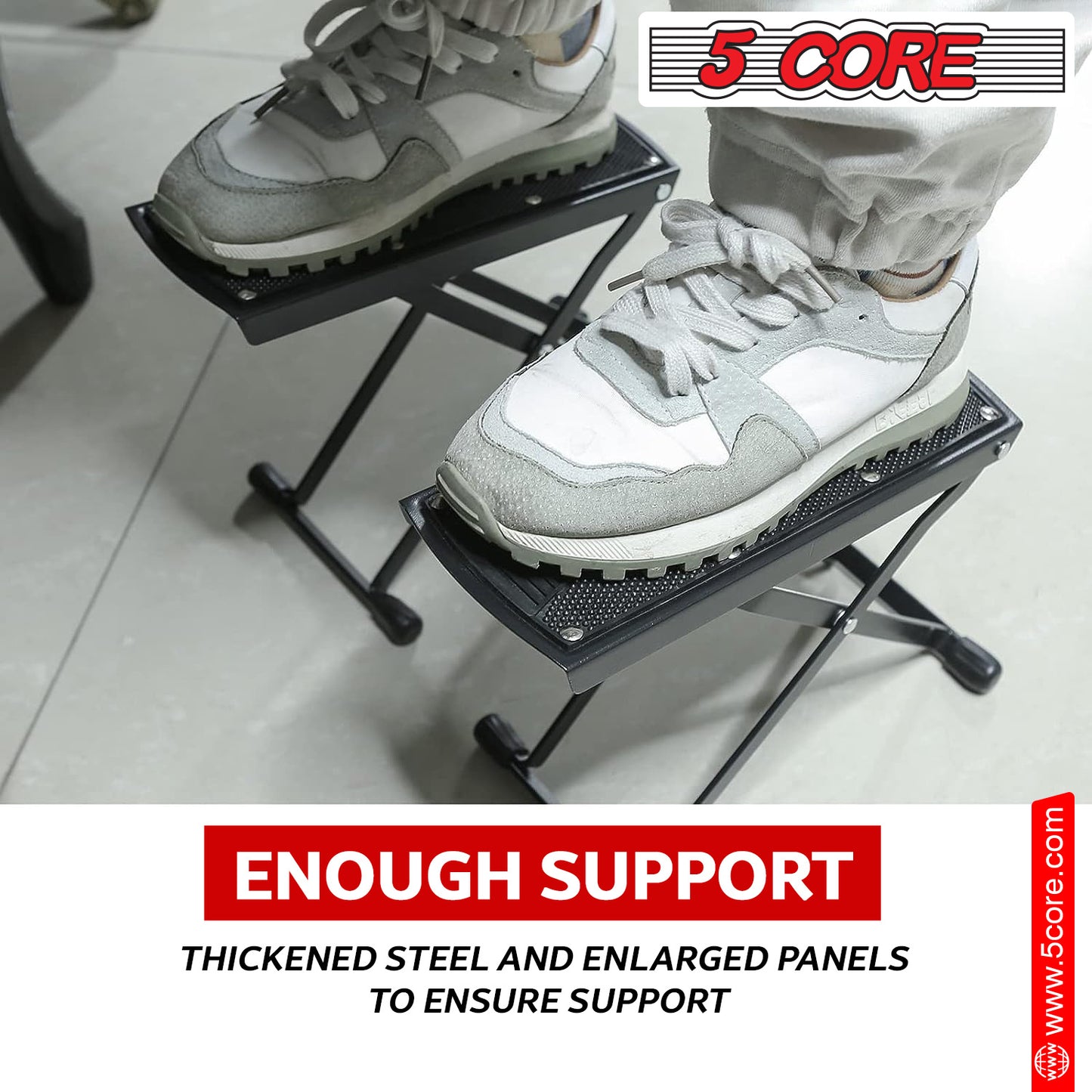 5 Core Guitar Foot Stool Height Adjustable Folding Leg Rest Portable Classical Footrest