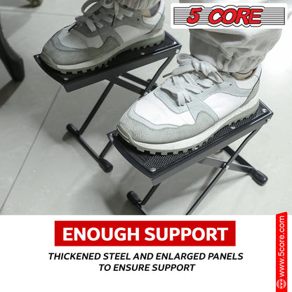 5 Core Guitar Foot Stool Height Adjustable Folding Leg Rest Portable Classical Footrest