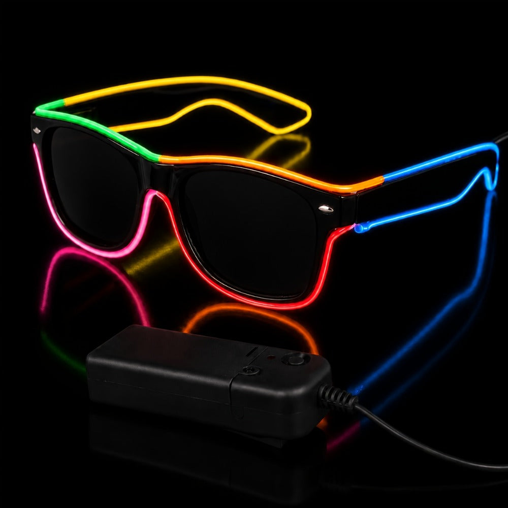 LED Light-Up Glasses, Adjustable EL Wire Eyewear for Festivals and Parties