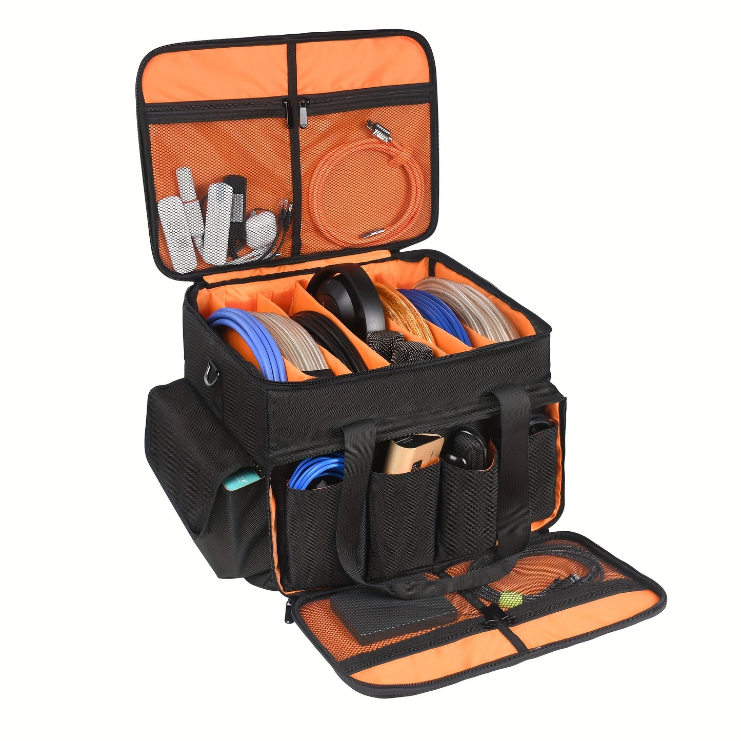 DJ High Capacity Band Equipment Bag - A DJ Gig Gear Bag Featuring Removable Padded Dividers at The Bottom, Designed for Organizing Cables, Usbs, And Additions for Musicians, Travel, And Sound Equipment