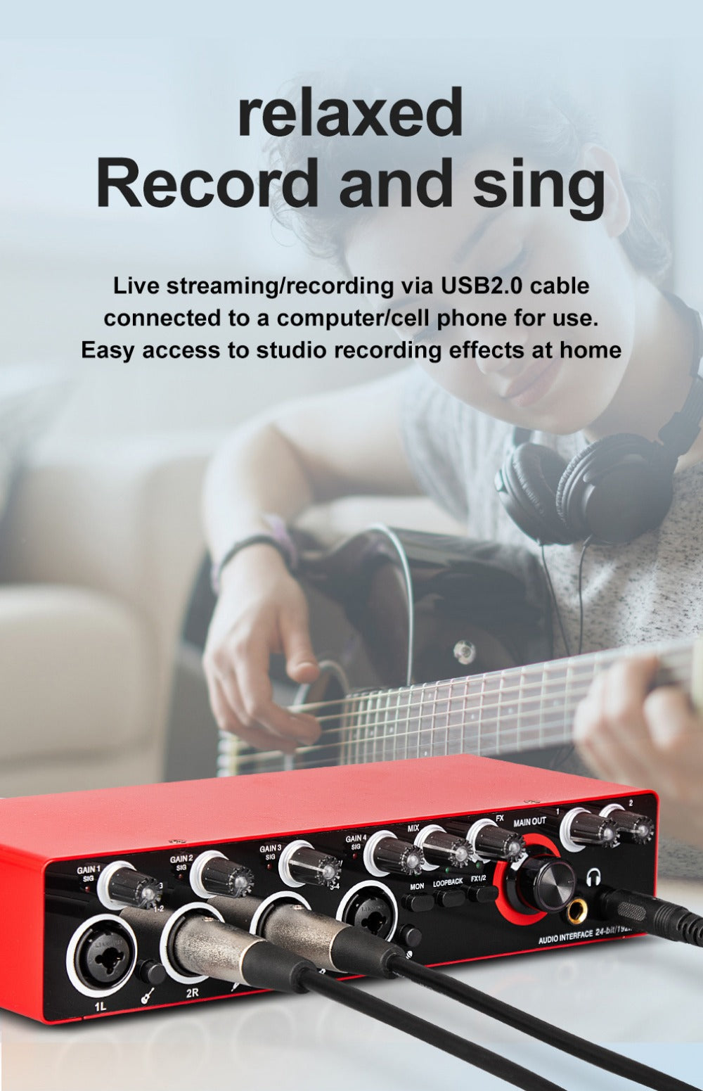 USB Audio Interface, 192Khz, Professional, 4-Channel, Sound for Recording and Streaming