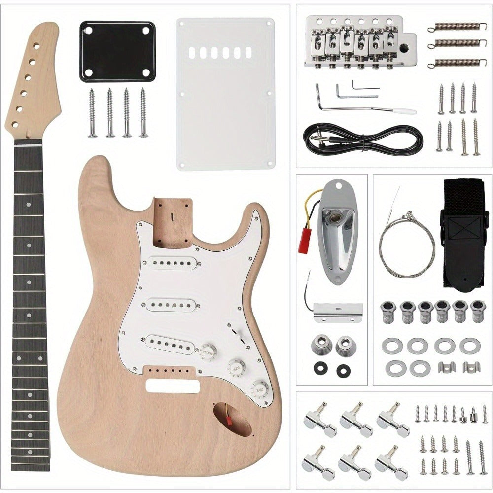 DIY Guitar Kit with Mahogany Body, Ebony Fingerboard and Maple Neck, 6 String DIY Electric Guitar Kit with Classic Design, Easy Installation & Full Equipment to Build Your Own Guitar detail image - detail view 9