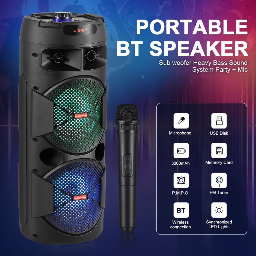 Portable PA Speaker, 59cm, Remote Control, Bluetooth, Dual, Karaoke for Parties