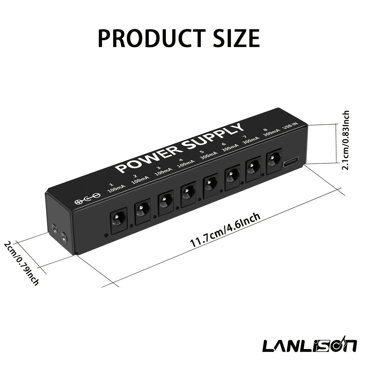 Guitar Pedal Power Supply 1 to 8 Effects Power Supply 9V Isolated DC Output Power Supply for Musical Instrument Effects, Guitar Additions