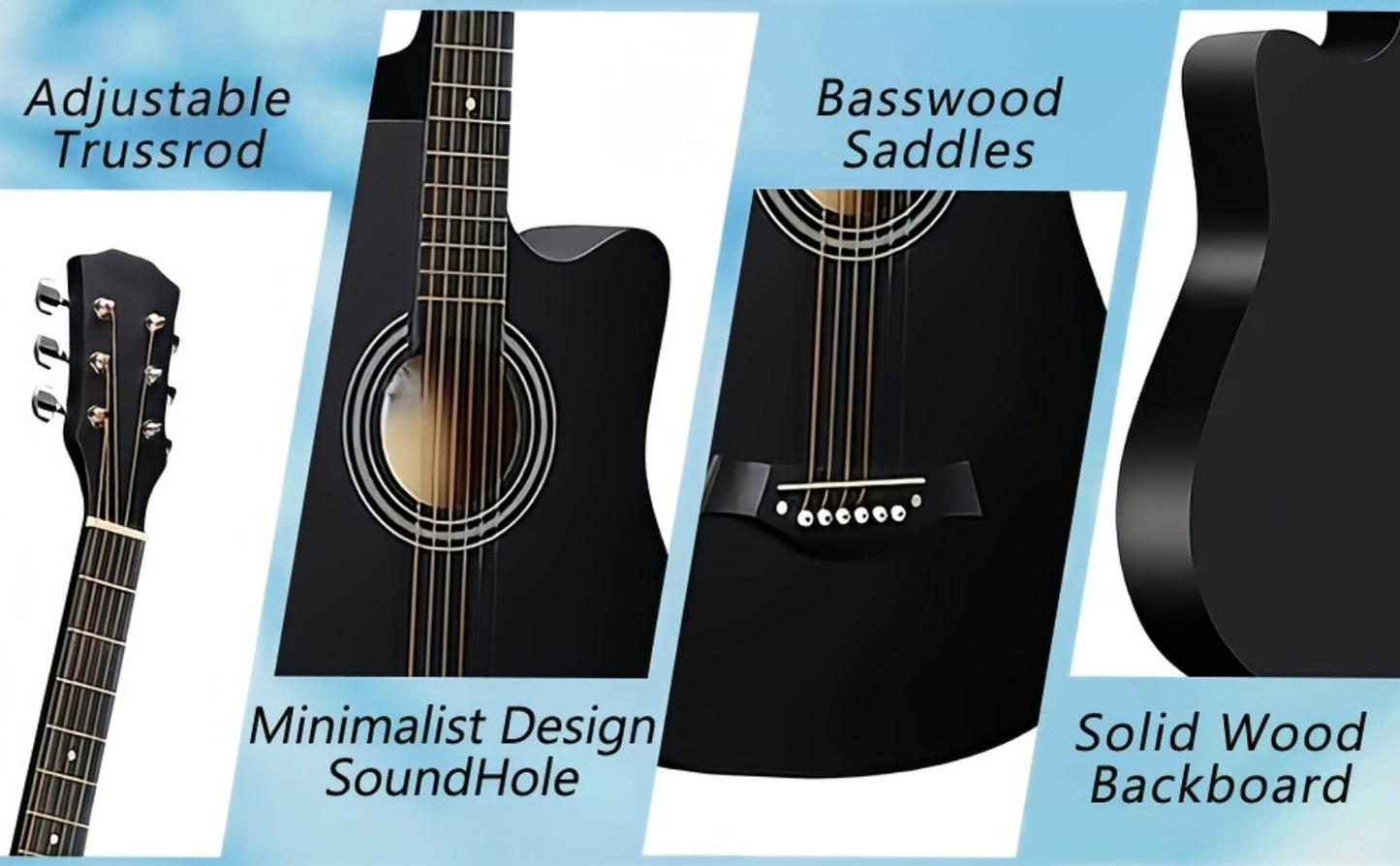 Acoustic Guitar, Portable, 38 Inch, Halloween, Inch, Starter for Lessons and Practice