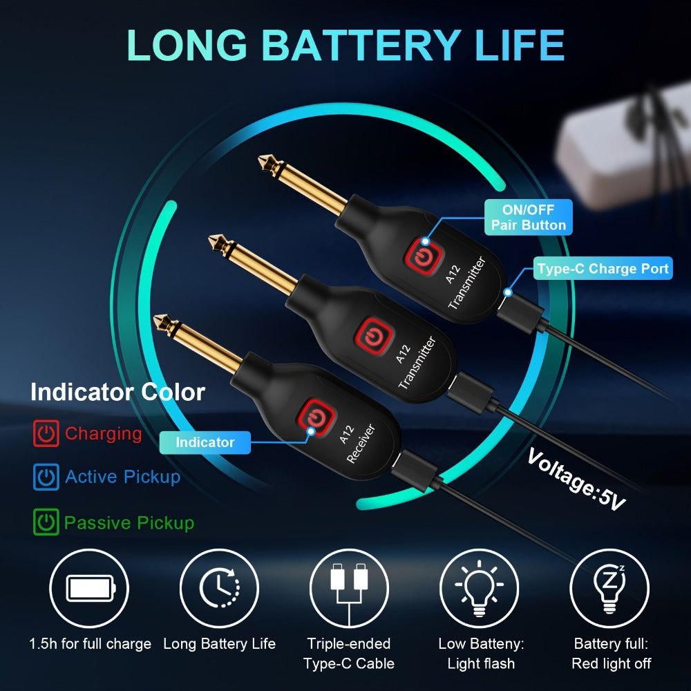Wireless Instrument System, Rechargeable, 2.4 GHz Wireless for Wireless Connection Between