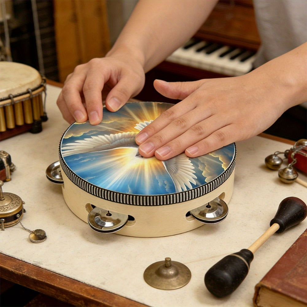 Handheld Tambourine, This, Adult, Dove for Rhythm Practice for Home Practice, Rehearsal