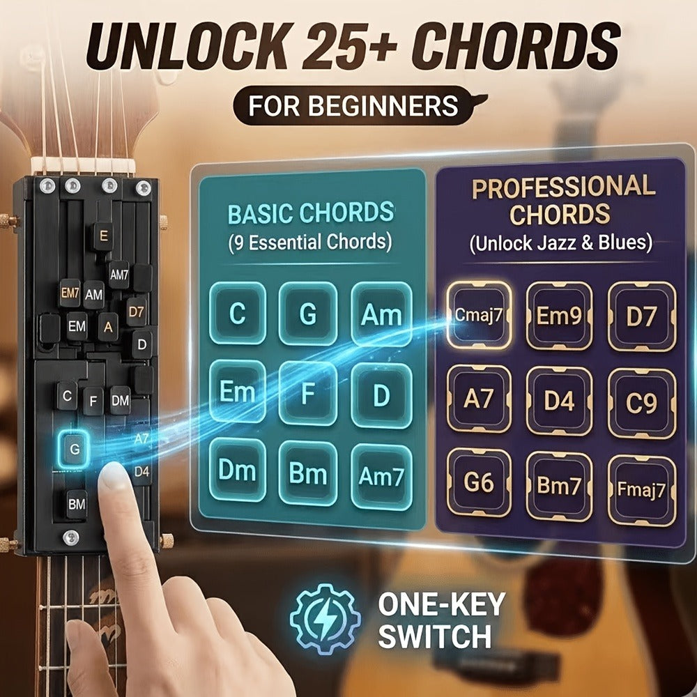 Guitar Chord Trainer, Guitar Chord Presser, Portable for Beginner Chord Fingering