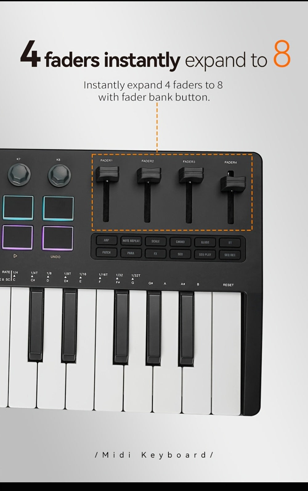 MIDI Keyboard Controller, Wireless, 37 Keys, M-VAVE, SMK37PRO for Music Production