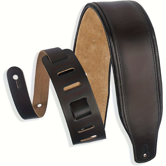 Leathers 3 Wide Amped Leather Series Guitar Strap with Foam Padding and Garment Leather Backing Black(M26PD-BLK)