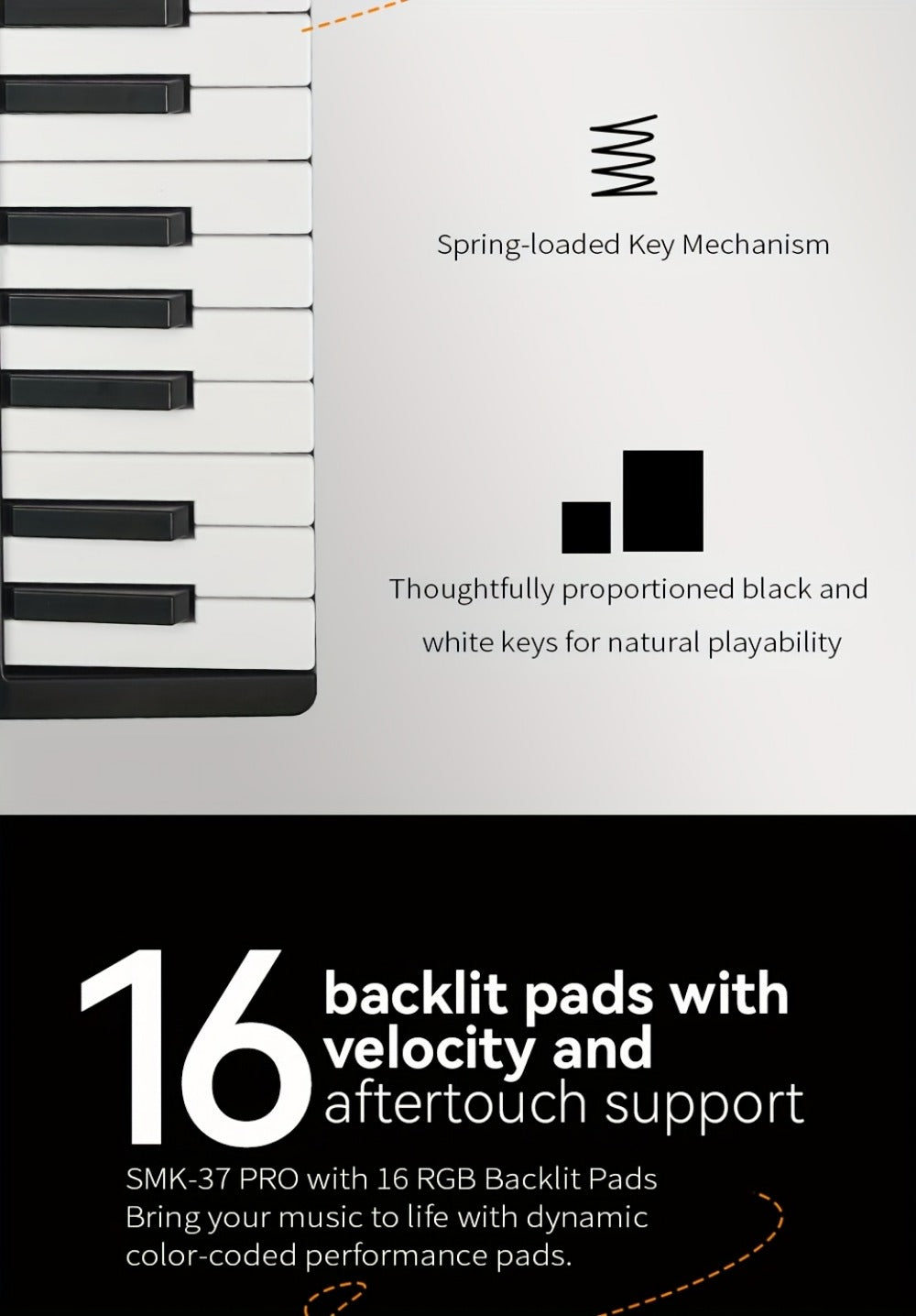 MIDI Keyboard Controller, Wireless, 37 Keys, M-VAVE, SMK37PRO for Music Production