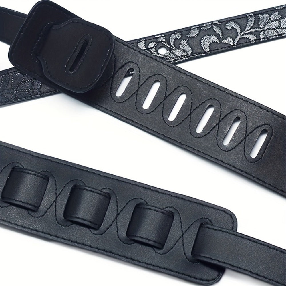 Adjustable Guitar Strap, Silvery, Adjustable, Genuine, Leather, Compatible for Supporting