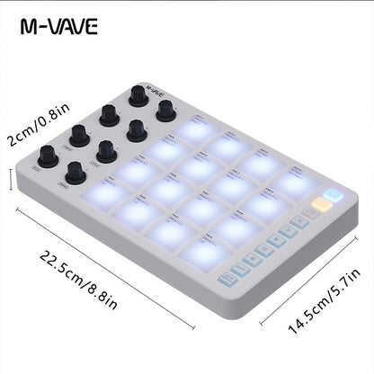 Professional-Grade Wireless Wireless MIDI Controller And Multi-Effects Processor M-VAVE Portable MIDI Pad Controller with 16 Drum Pads And 8 Knobs, Usb-Powered And Rechargeable, Programmable Keyboard for Music Creation SMC-PAD