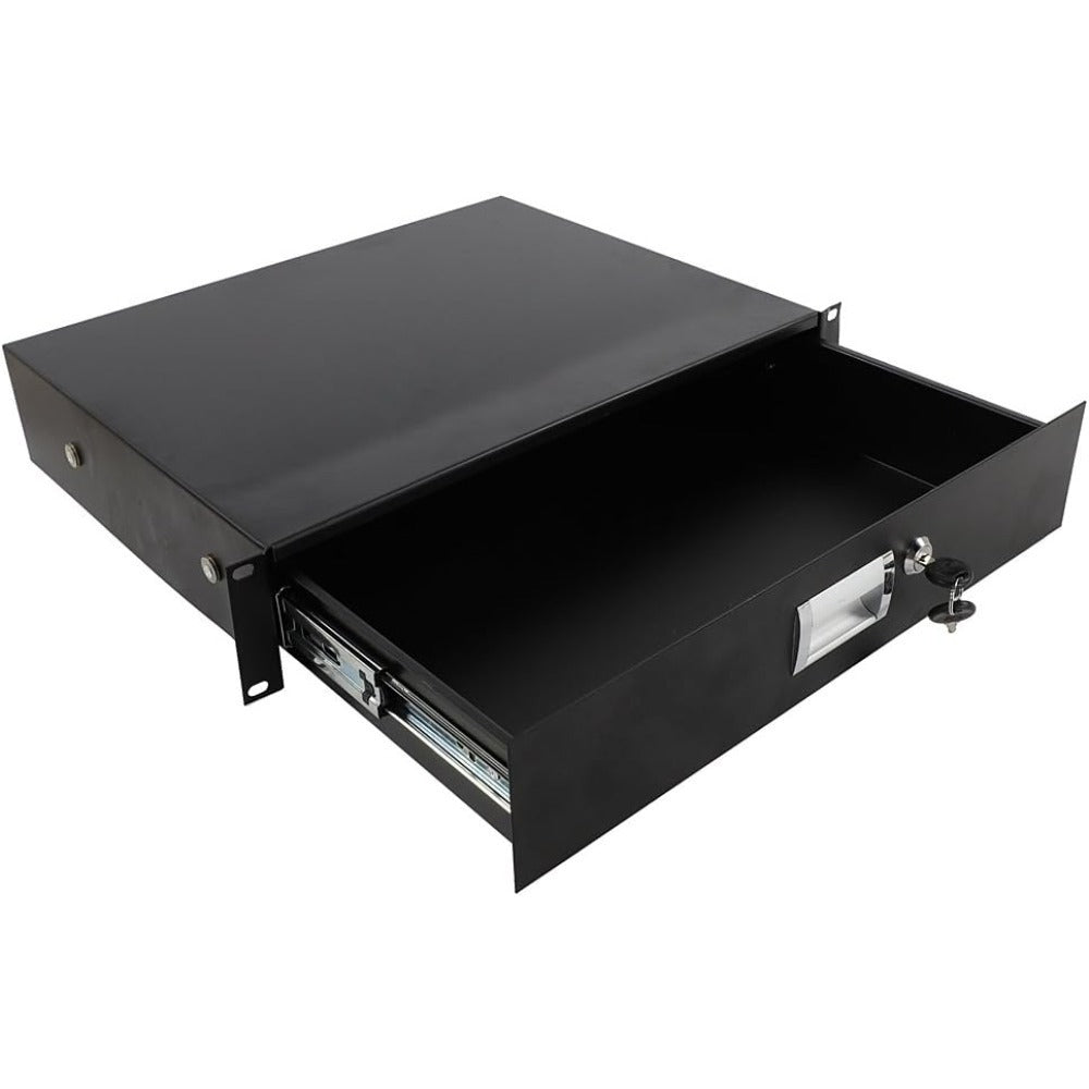 2U Rack Mount Drawer, Locking Storage for 19-Inch AV, Network and DJ Racks