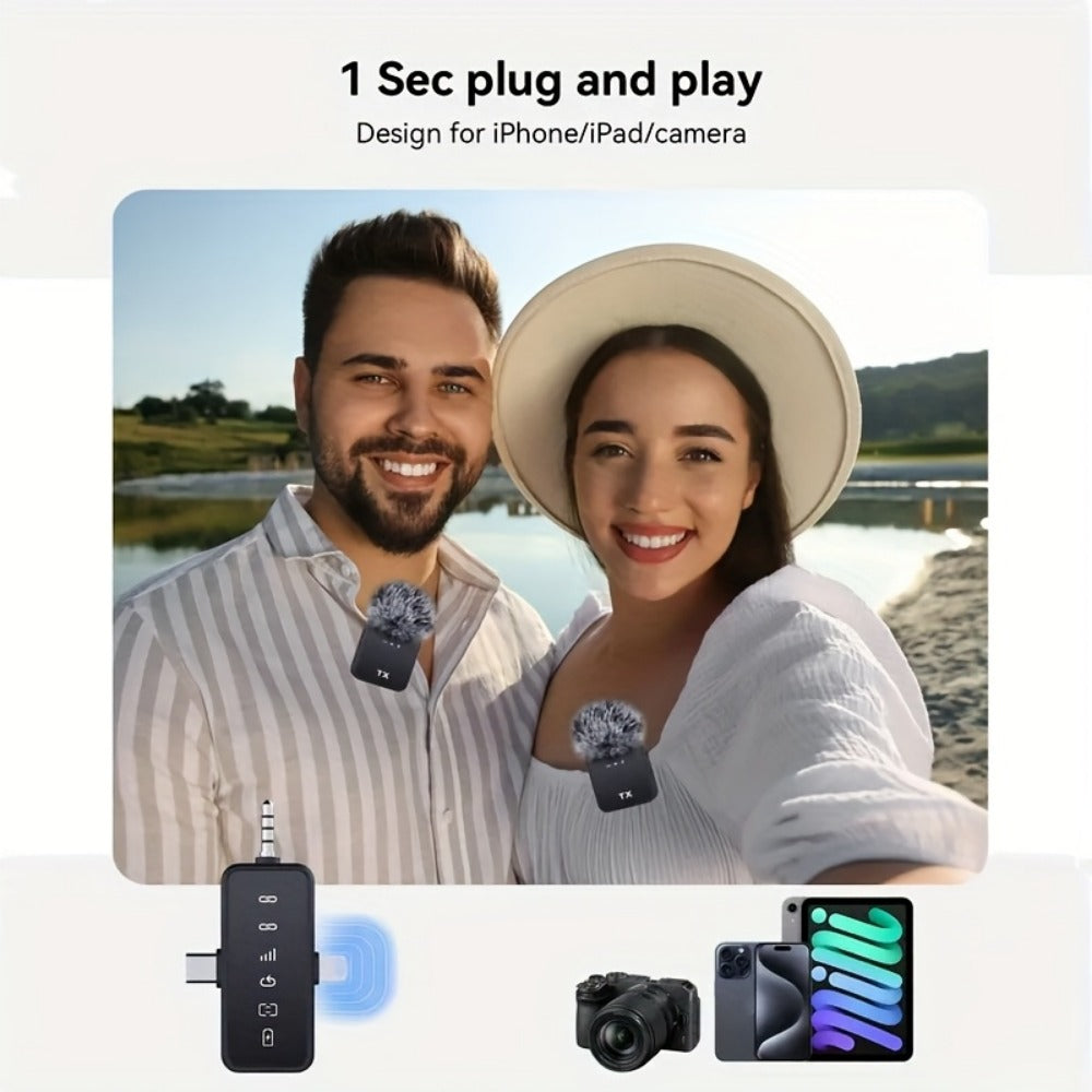 Recording Microphone, Wireless, Portable, Lavalier for Recording and Streaming