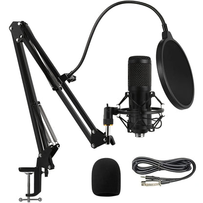 Podcast Equipment Bundle, BM-800 Recording Studio Package with Voice Changer, Live Sound Card - Audio Interface for Laptop Computer Vlog Living Broadcast Live Streaming [V8S for 1/2/V8/V8K for 1/2/F998/M6/V10X Pro], Includes Complimentary Earphones
