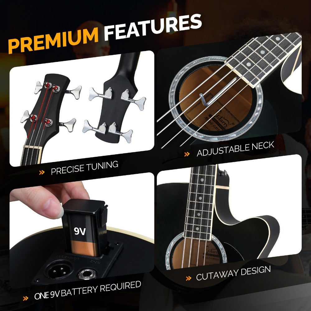 Acoustic Guitar, Black with AMP, Full Size, GLARRY, 44.5In, Full for Lessons and Practice