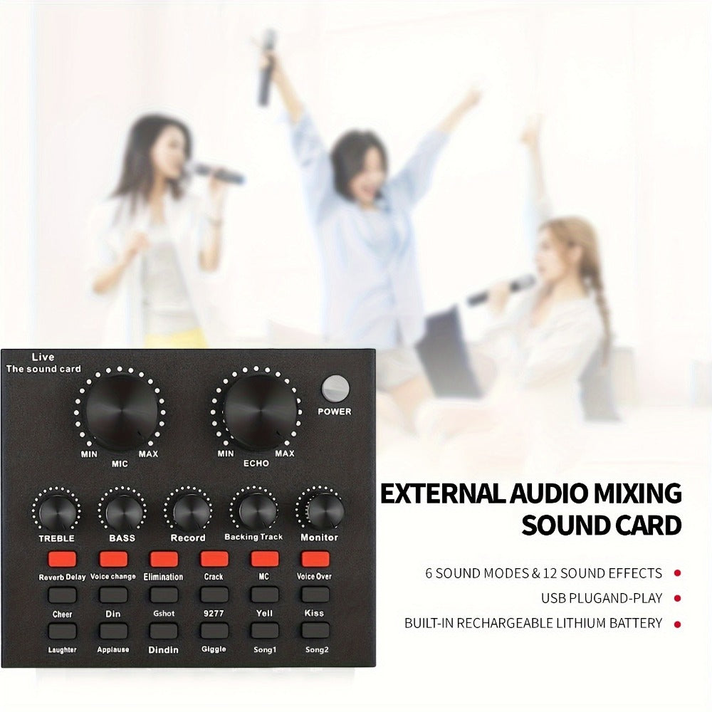 USB Audio Interface, V8-JIN, USB, Rechargeable, Podcast, Equipment for Recording