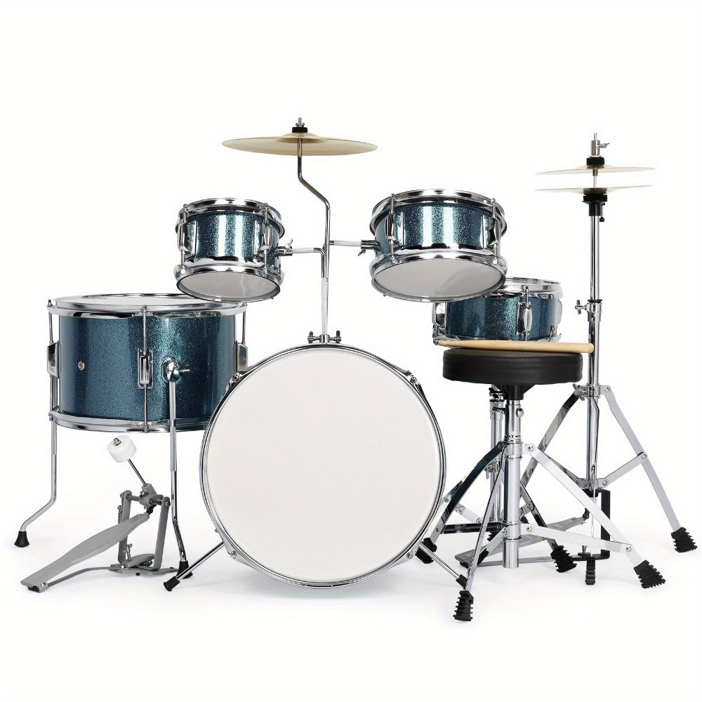 5-Piece Beginner Acoustic Drum Set with Stool, Pedal, Sticks and Wrench