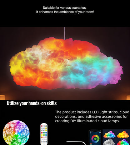 3D Thunder Cloud LED Light DIY Set with Music Sync, RGB Multicolor Changing Strip Lights USB Powered, Wireless Remote, 360 Degree Wall/Ceiling Mount, Bedroom, Gaming Room, St. Patrick's Day, Valentine's Day Gifts, Birthday Party Decorations