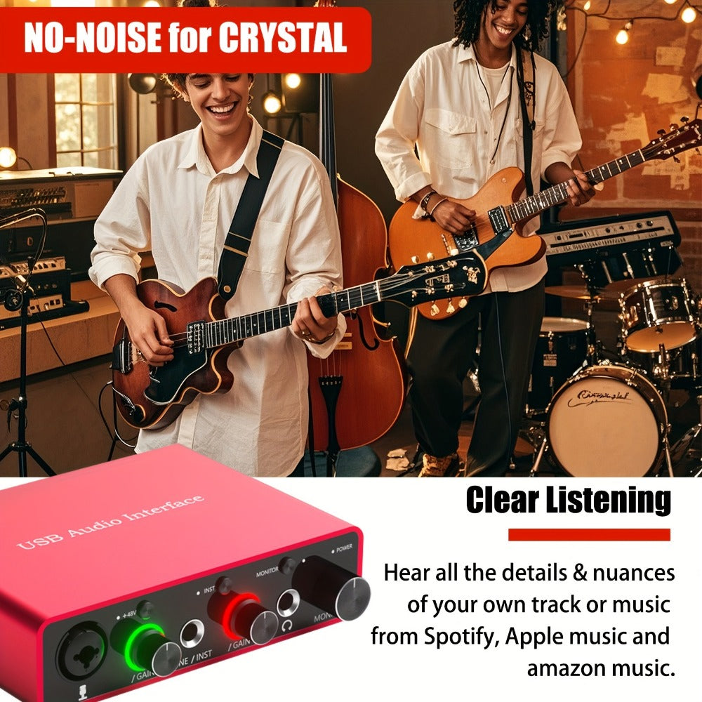 USB Audio Interface, 48V, USB, 192Khz, 24Bit/192Khz, Solo, 48V for Recording and Streaming