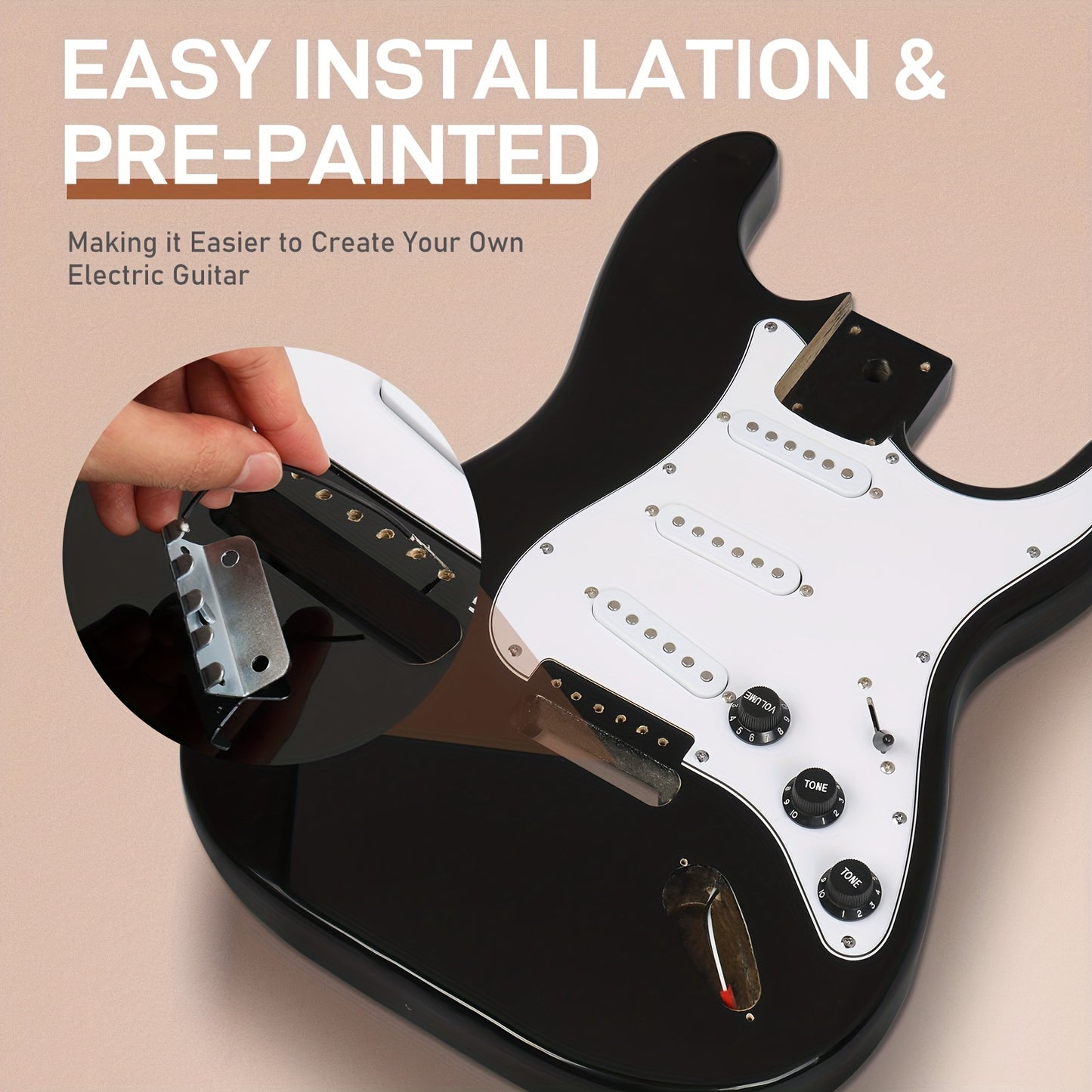 Glarry DIY GST Style Electric Guitar Kit, 6-String, with Mahogany Body, Maple Neck, Wood Finish for DIY Unique Guitar, Festival/Birthday Gift for Music Lover