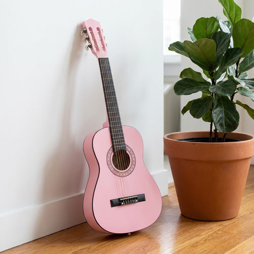 30 Inch Acoustic Guitar for Adults Round Body Basswood, Light Pink/Purple/Bright Red/Sky Blue, Beginner Gift with Additions