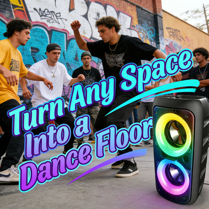 Wireless Speaker Portable Wireless Karaoke Speaker | Sleek, Compact High-Power Subwoofer Speaker with 1200mAh Battery, Supports TF Card & USB, Modern Sound Quality, Christmas Atmosphere, Black ABS Material, Tabletop Mount, Button Control