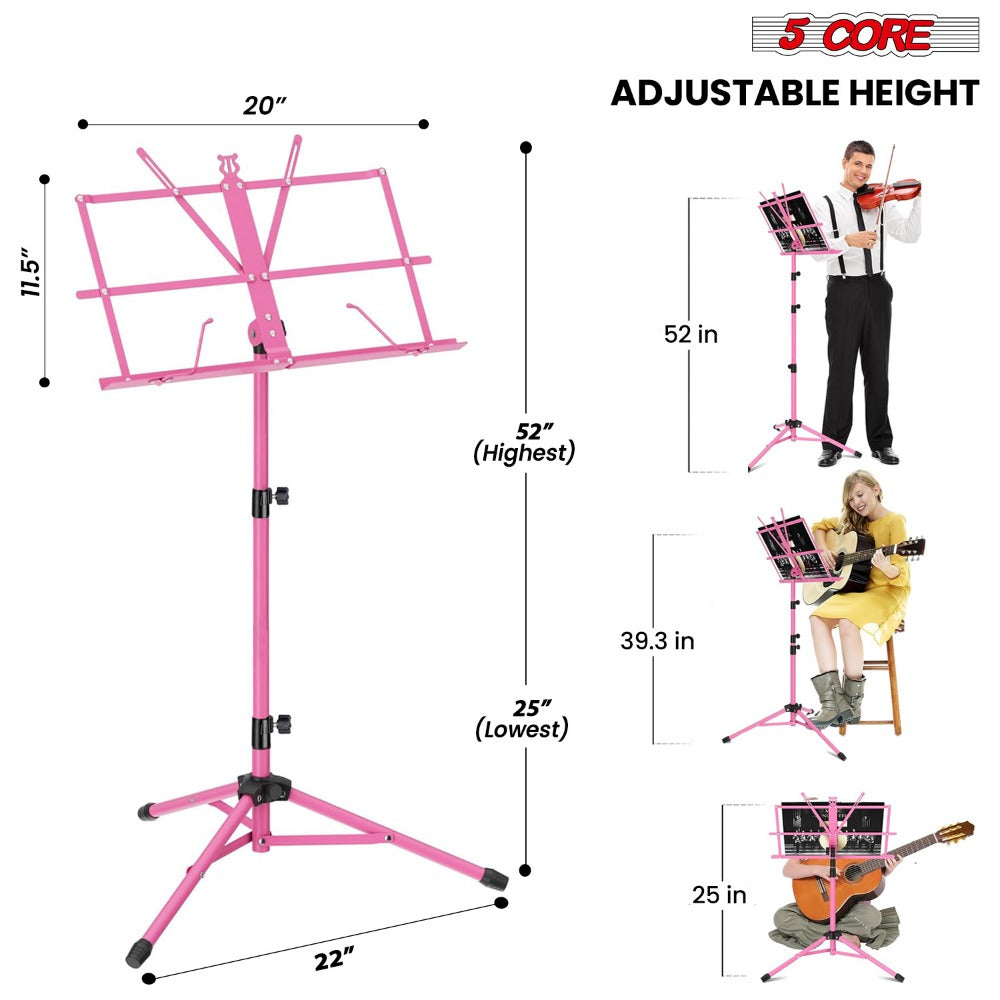 Folding Music Stand, Foldable, Adjustable, Core for Holding Sheet Music For Lessons