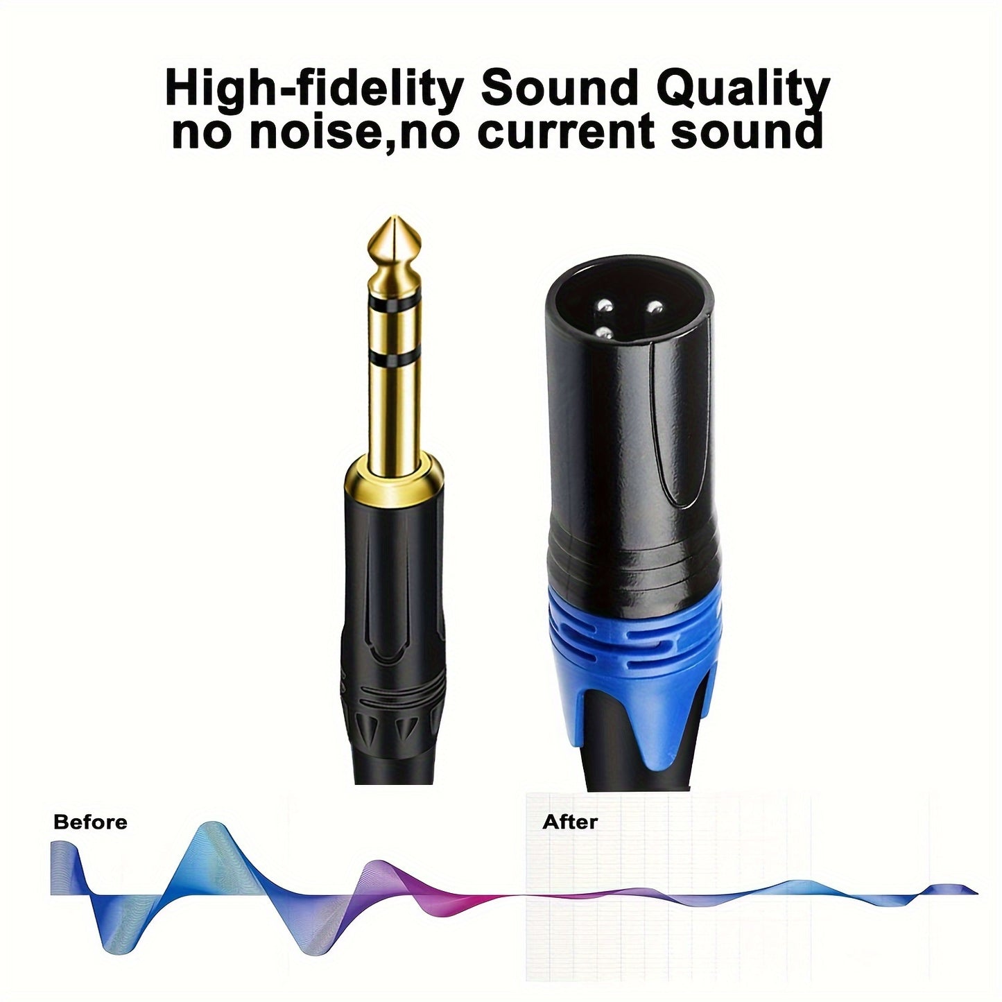 1 XLR Male to 1/4 Inch (6. 35mm)TRS Jack, Balanced 6. 35mm TRS Plug to 3-pin XLR Cable, Suitable for Microphones, Speakers, Stage, DJ, Etc.