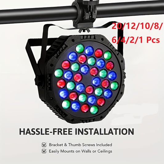 20/12/10/8/6/4/2/1pc Cheap DJ Lights Stage Lights Disco Light Corded RGB 36 LEDs With Sound Activated Remote Control DJ Uplighting For Wedding for party Club, Lights For Party/lights That Sync With Music/lights For Decoration/lights for party/lights