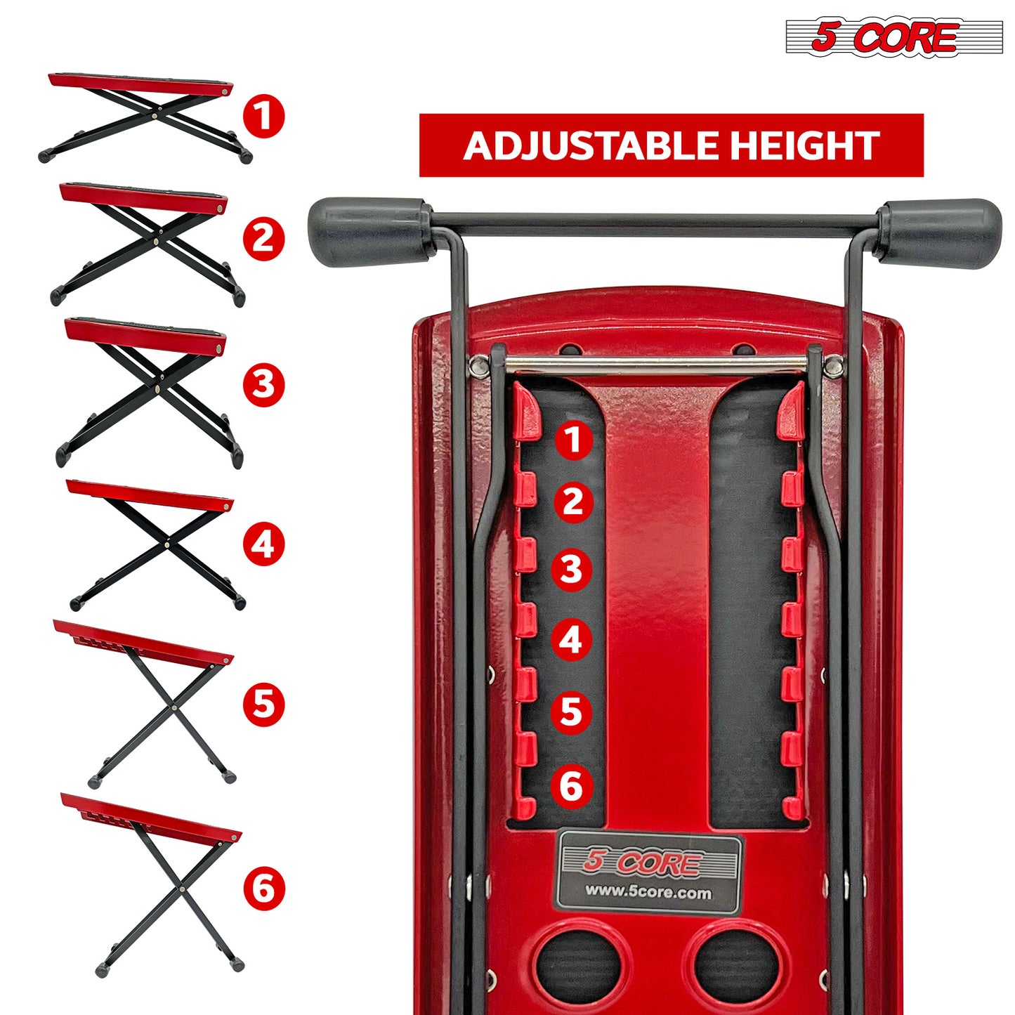 5 Core Guitar Foot Stool Height Adjustable Folding Leg Rest Portable Classical Footrest
