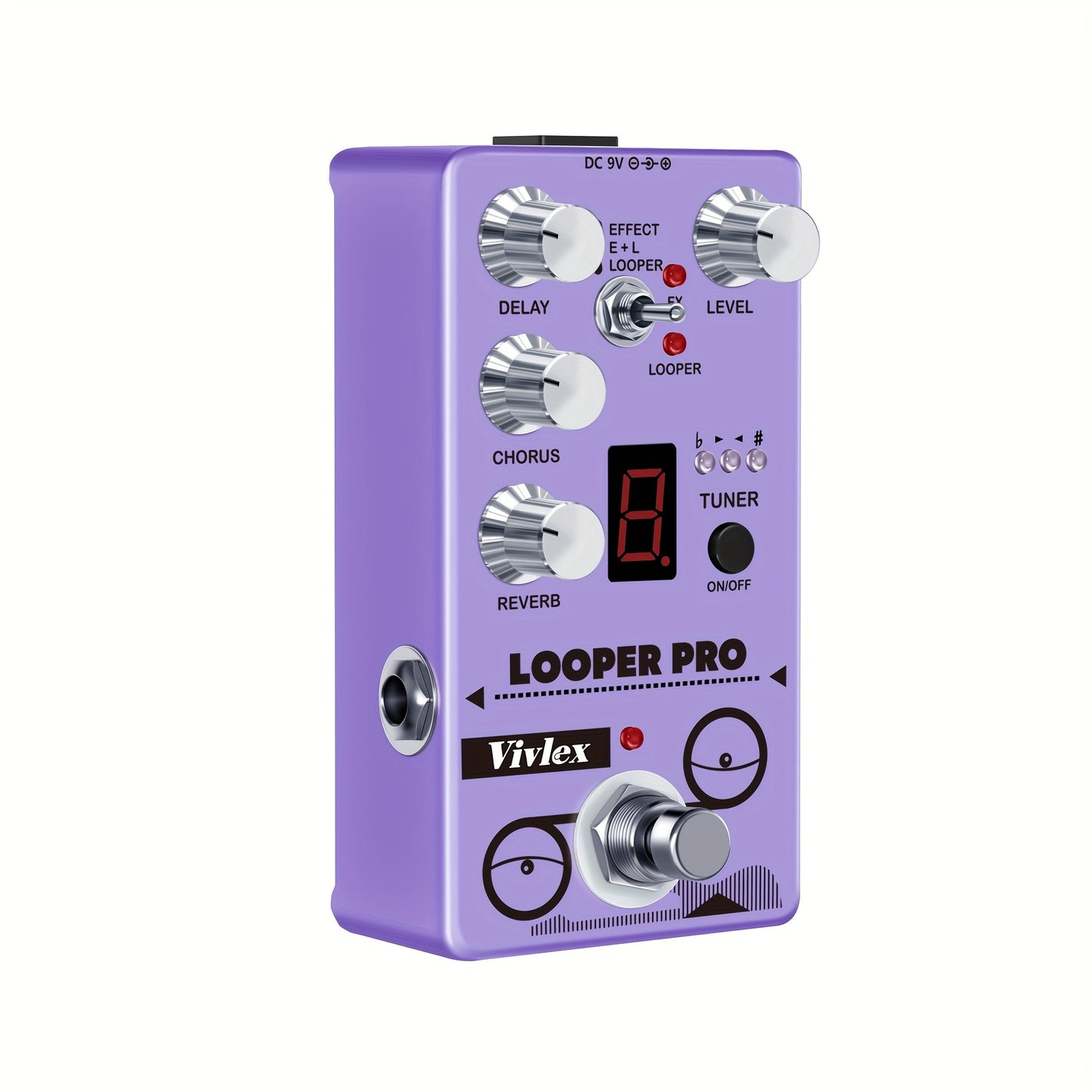 Guitar Looper Pro Pedal, Multi Effect Pedal with Delay Tuner Chorus Reverb Looper Guitar Digital Effect Pedals Multi Effect Pedal True Bypass, Note That The Power Supply Is Not Included.