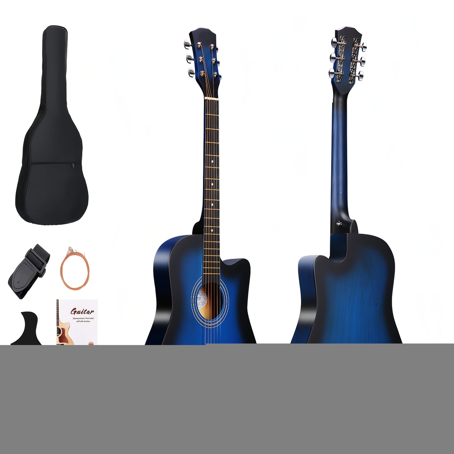 Full-Size Complete Acoustic Guitar for Beginners with (Strings,, Capo, Picks) - 38-Inch Full-Size Guitar Suitable for Beginners, Ideal as a Christmas Gift - -to-Play Instrument with Matte & Wood