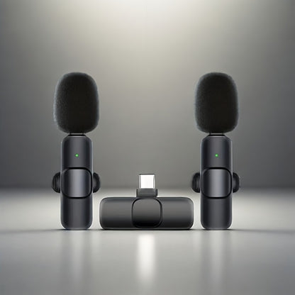 Recording Microphone, Wireless Lavalier Microphone, Wireless, USB-C, 4-Pack, Lavalier