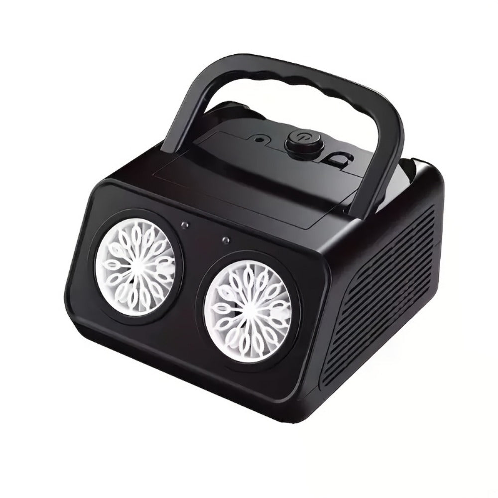 Portable Dual-Fan Bubble Machine with LED Lights and Carry Handle