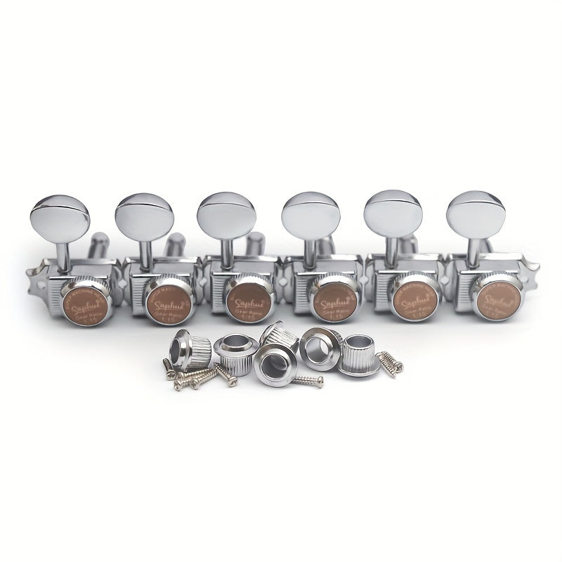 SAPHUE 6pcs Chrome Inline Guitar Locking Tuners - Vintage for Style, Easy Install, for ST And TL Electric/Folk/Acoustic Guitars
