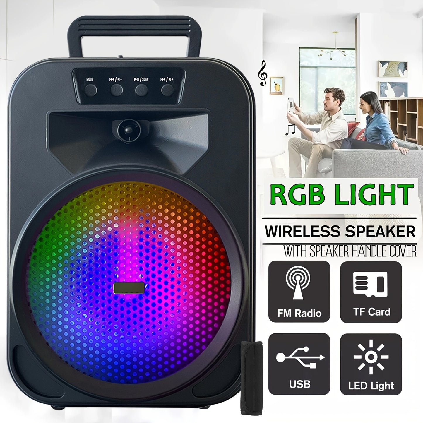 [Portable PA System] Portable Wireless PA Speaker System-Double 6.5'', Single 8'' Indoor/Outdoor Wireless Speaker Portable PA System-RGB for Party Lights, USB SD Card Reader, FM Radio, Rolling Wheels-Wired Microphone, Remote - Perfect For Party, DJ, Weddi