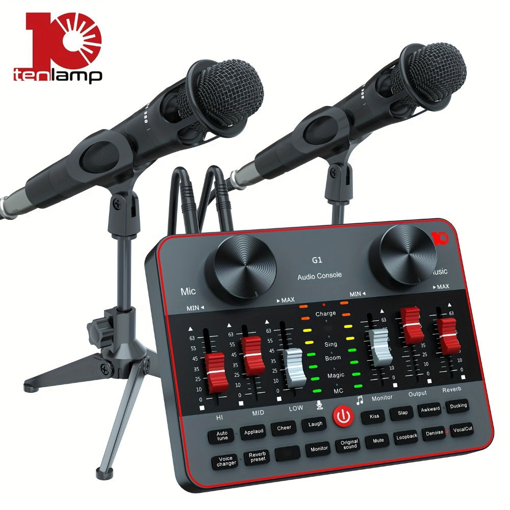 USB Audio Interface, Cardioid, USB, Rechargeable, Professional, Mixer for Recording