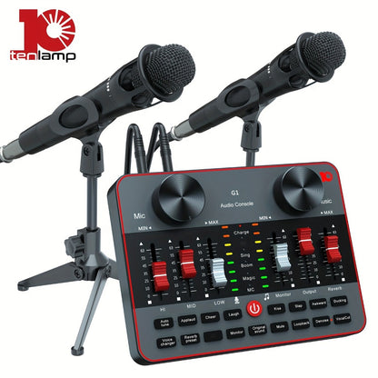 USB Audio Interface, Cardioid, USB, Rechargeable, Professional, Mixer for Recording